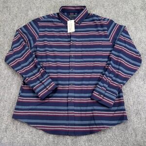MIZZEN MAIN Shirt‎ Mens Large Multi Stripe City Flannel Classic Fit Button Down